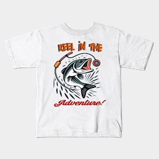 "Reel in the Adventure" design Kids T-Shirt